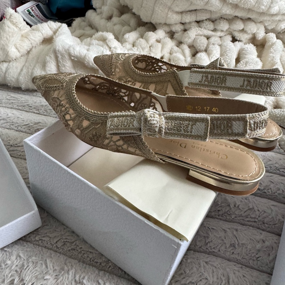 Dior Tan Lace Slingback